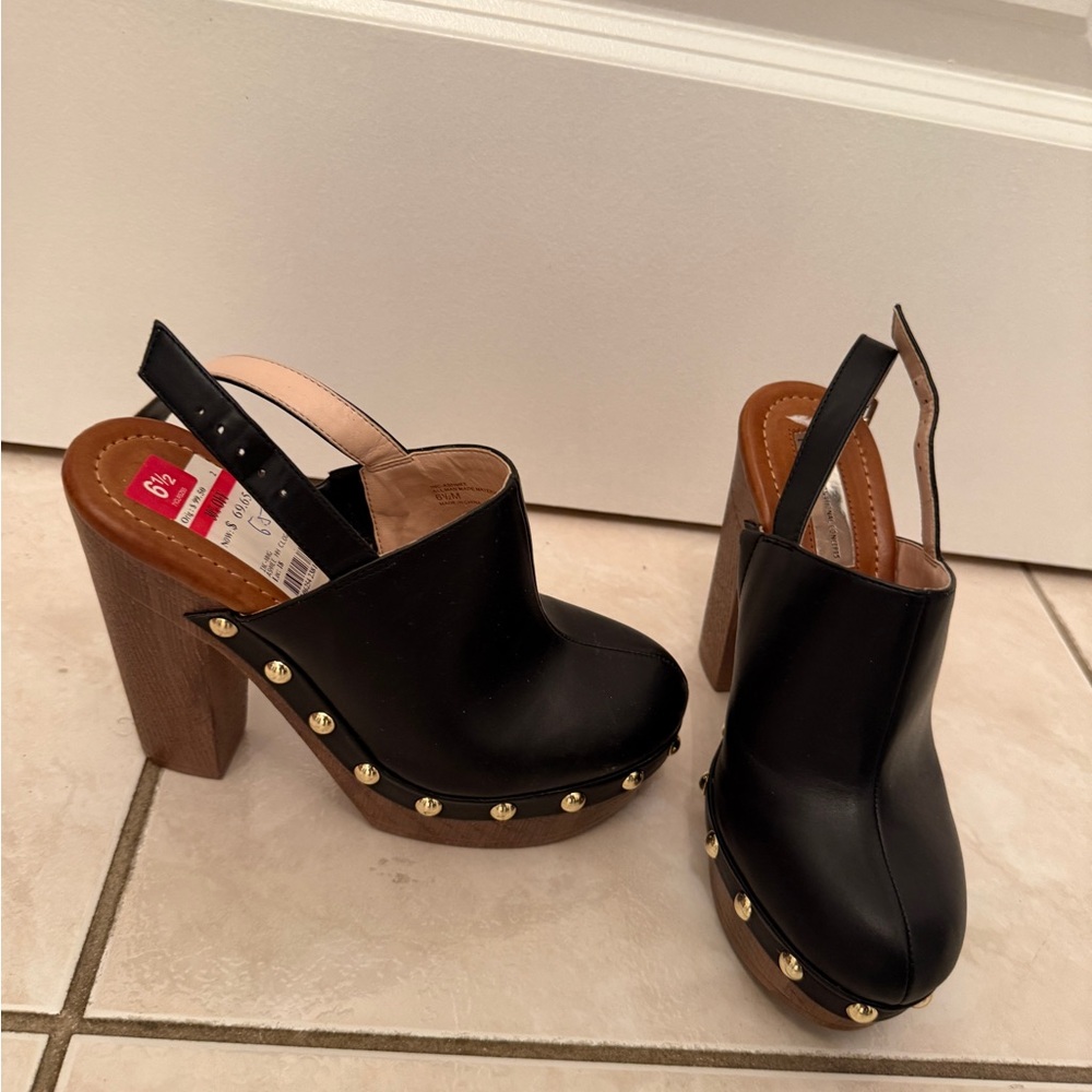 INC International Concepts Black and Brown Studded Mules
